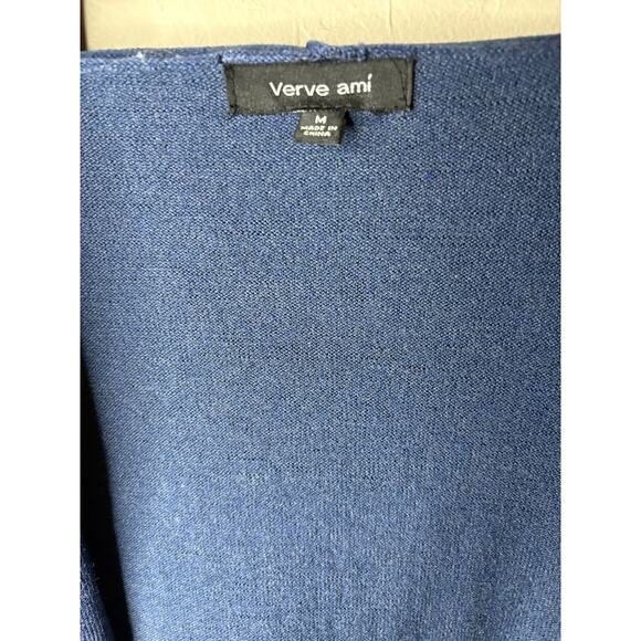 Verve Ami Sleeveless Cardigan Sweater Women's Blue Hoodie Rayon Blend M 6-10 - Picture 3 of 5